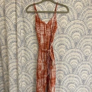 “Xhilaration” Tie-Dye Jumpsuit with Removable Tassle Belt